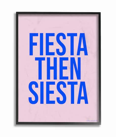 Stupell Industries Fiesta Then Siesta Typography Black Framed Wall Art